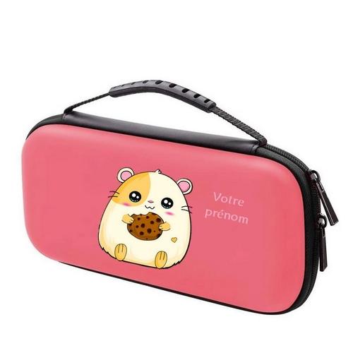 Etui Pochette Switch Lite Corail + Verre Hamster Kawaii