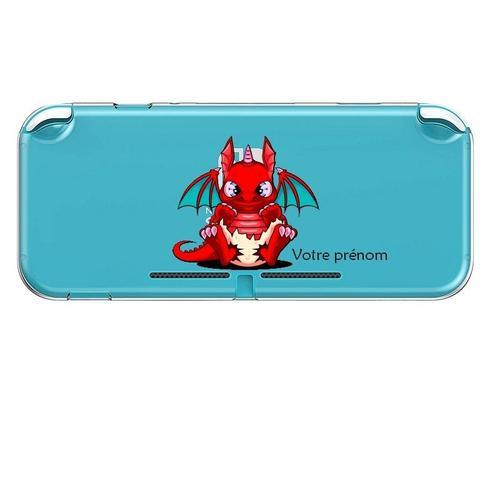 Coque Switch Lite + Verre Dragon Kawaii Rouge