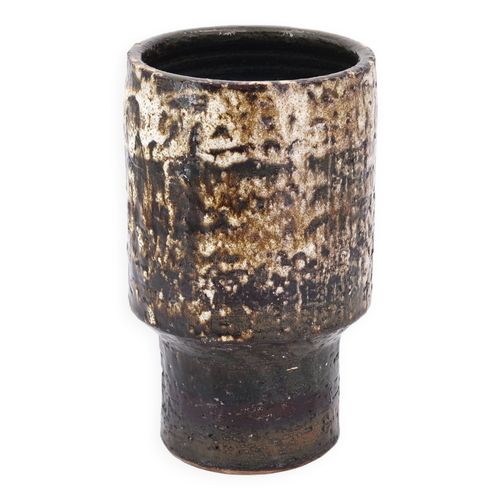 Vase fat lava en cramique de Pieter Groeneveldt annes 50 marron