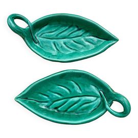 Duo De Raviers Vallauris En Forme De Feuilles Vertes Signs Crenne Vert