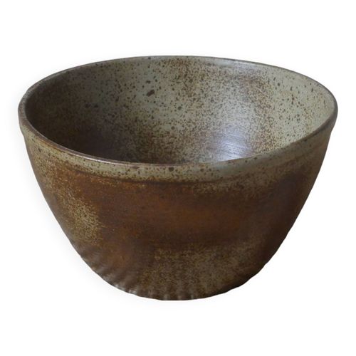 Saladier En Grs Vintage Cramique Poterie Handmade Fabrication Artisanale Marron