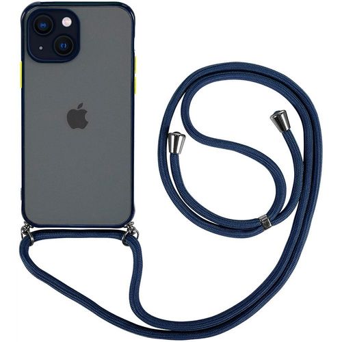 Coque Cordon Réglable Pour Iphone 14 Plus Bleu Marine Rigide Silicone + Pc