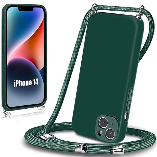 Coque Cordon Réglable Pour Iphone 14 Vert Nuit Protection Souple Mince Silicone