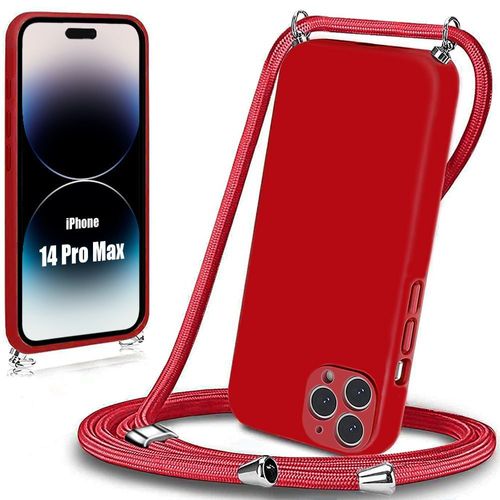 Coque Cordon Universel Pour Iphone 14 Pro Max Rouge Souple Antichoc Protection Silicone