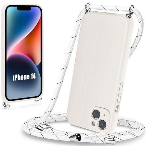Coque Pour Iphone 14 Protection Souple Slim Silicone Avec Cordon De Serrage Blanc