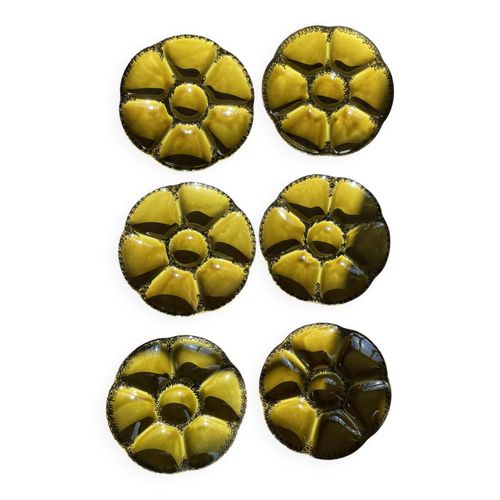Lot De 6 Assiettes  Hutres Gien Vert