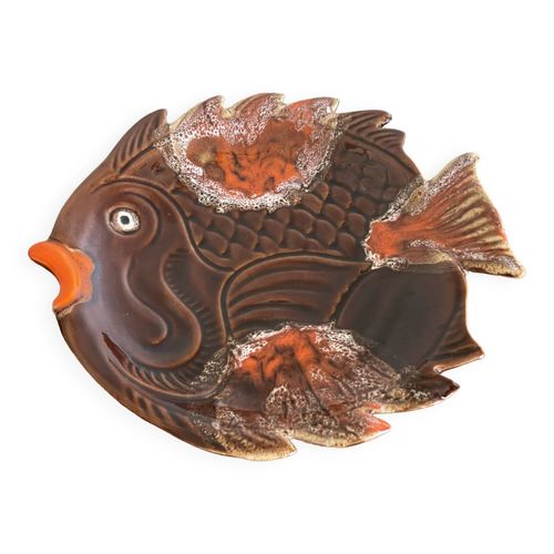 Assiette Poisson Style Vallauris Marron