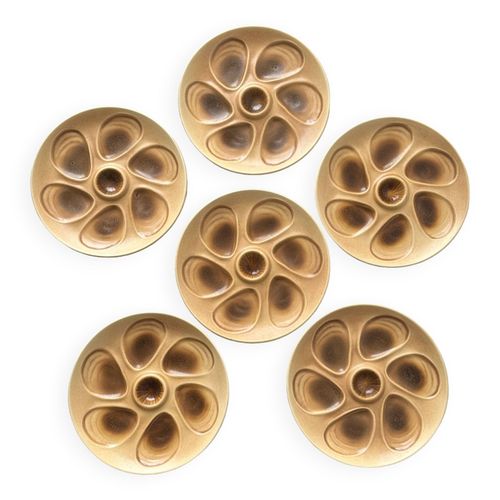 6 Assiettes  Huitres Salins France Jaune