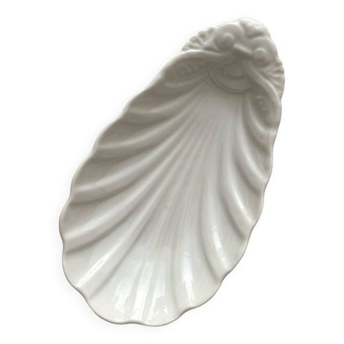 Ravier Petit Plat Coquillage En Porcelaine Ancienne Blanc