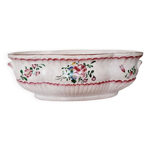 Centre De Table Ou Cachepot Ancien En Porcelaine Du 18me Sicle Multicolore
