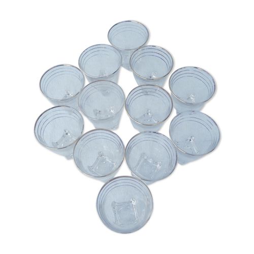 12 Verres  Liqueur Avec Son Liser Dor Des Annes 19501960 Transparent