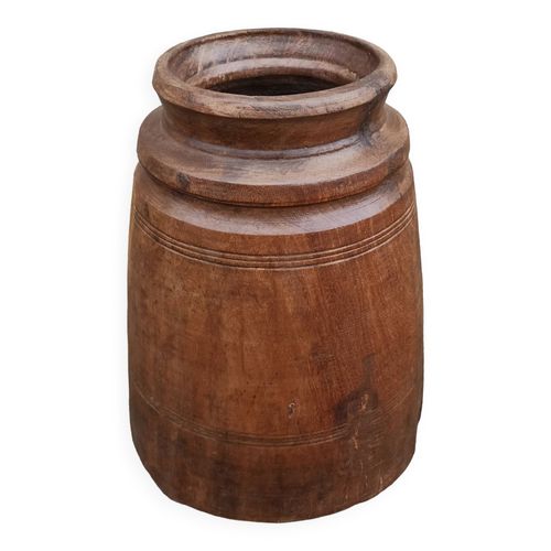 Grand Pot Ancien En Bois Marron