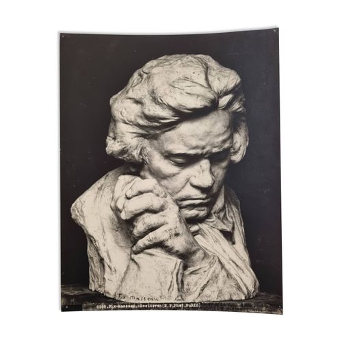 Photographie ancienne daposEugne Fiorillo daposaprs Fix Masseau buste de Beethoven tirage argentique noir