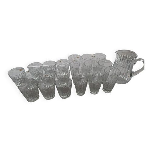 Broc A Eau Et Verre En Cristal De Baccarat Modele Piccadilly Transparent