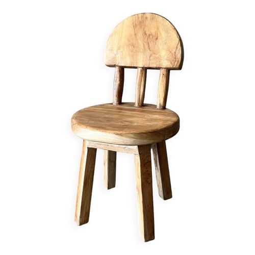 Petite Chaise Daposenfant En Teck Naturel Blond Dossier  Trois Barreaux Bois