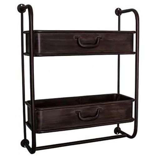 Etagère Industrielle 2 Niveaux 52x64x18 Cm En Métal Noir