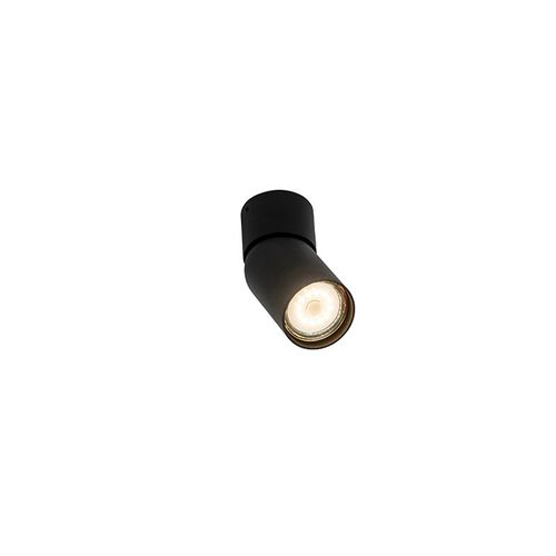 Qazqa Moderne Modern Plafonnier Â Plafonnier Spot Ã  Fixer Au Plafond Noir - Falo Aluminium Noir Cylindre / Luminaire / Lumiere / ÃClairage / Intã©Rieur / Salon / Cuisine Gu10 Max. 1 X 50...
