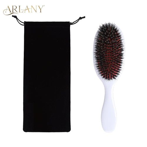 Brosse À Cheveux En Poils De Sanglier,Peigne De Énergie,Outil De Coiffure Pour Salon De Coiffure,Pagaie De Rasage,Fournitures D'extension - Type White Velvet Bag 