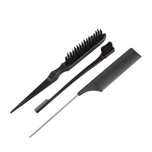 Ensemble De Brosses À Cheveux,Peigne De Coiffure,Brosse À Bord Double Face,Peigne À Queue De Rat,Peigne Tjavier Pour Salon,3 Pièces Par Ensemble - Type Black
