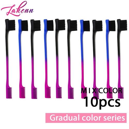 Brosse À Cheveux Double Face,Peigne De Contrôle Des Bords,Toilettage Lisse,Coiffure,10 Pièces - Type 10pcs Two Tone 