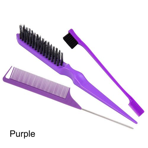 Brosses À Cheveux Double Face Pour Salon Professionnel,Brosse À Bord,Peignes À Queue De Rat,Outils De Coiffure,3 Pièces - Type Purple