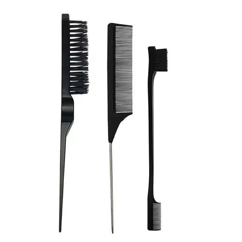 Brosse À Cheveux À Poils Lisses,Peigne Tjavier,Pour Cheveux Bouclés,Contrôle Des Bords,3 Pièces - Type Gray 