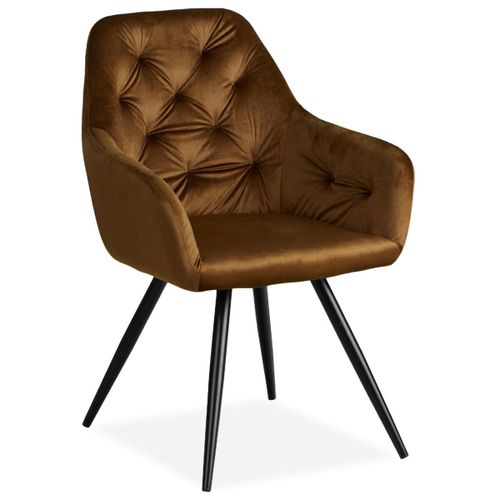 Chaise Salle Manger Velours Marron Design Moderne