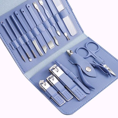 Kit De Manucure Professionnel Pour Femmes Et Hommes,Kit De Toilettage De Qualité,Coupe-Ongles,Kit De Pédicure Pour Ongles Naturels,En Céramique Et Peints - Type New Blue 