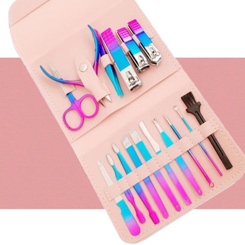Kit De Manucure Professionnel Pour Femmes Et Hommes,Kit De Toilettage De Qualité,Coupe-Ongles,Kit De Pédicure Pour Ongles Naturels,En Céramique Et Peints - Type Old Colourful 