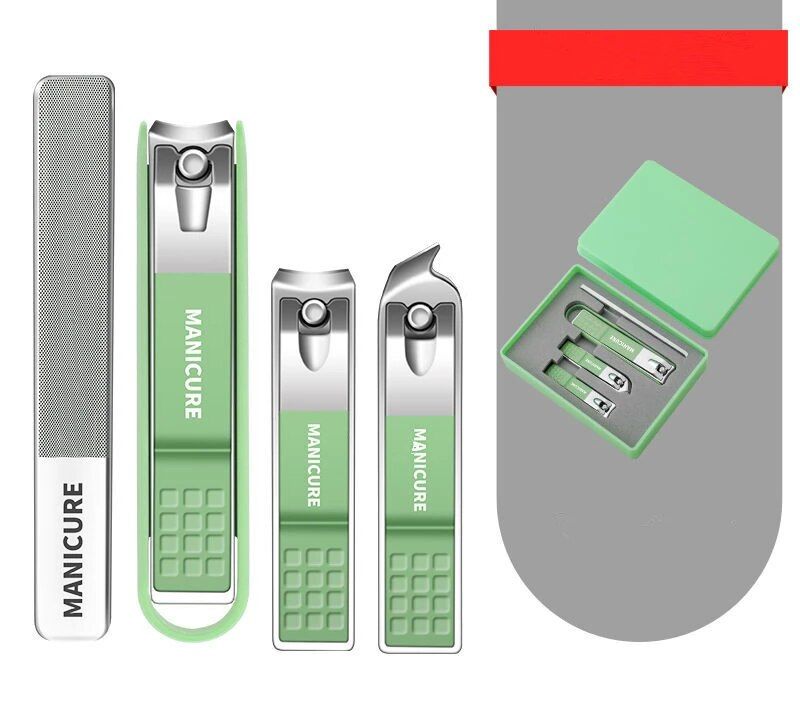 Ensemble De Coupe-Ongles Pour Hommes Et Femmes,Ensemble Complet De Nouvelles Boîtes À Outils De Pédicure De Haute Qualité Pour Coupe Ongles Spéciaux,Allemagne - Type Light Green 4pcs #B 