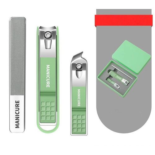 Ensemble De Coupe-Ongles Pour Hommes Et Femmes,Ensemble Complet De Nouvelles Boîtes À Outils De Pédicure De Haute Qualité Pour Coupe Ongles Spéciaux,Allemagne - Type Light Green 3pcs #C 
