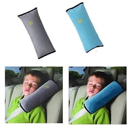 2pcs Siège Enfant Kid Véhicules De Ceinture Harnais D'épaule Auto Voiture Coussin Ceinture De Sécurité Amovible Lavable Et Pratique (Bleu + Gris)