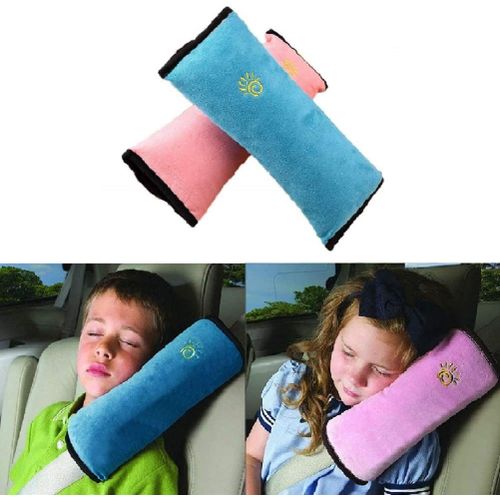 2pcs Siège Enfant Kid Véhicules De Ceinture Harnais D'épaule Auto Voiture Coussin Ceinture De Sécurité Amovible Lavable Et Pratique (Rose+ Bleu)