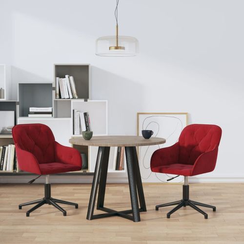 Vidaxl Chaises Pivotantes À Manger Lot De 2 Rouge Bordeaux Velours