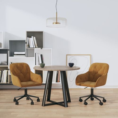 Vidaxl Chaises Pivotantes À Manger Lot De 2 Marron Velours