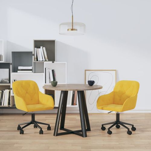 Vidaxl Chaises Pivotantes À Manger Lot De 2 Jaune Velours
