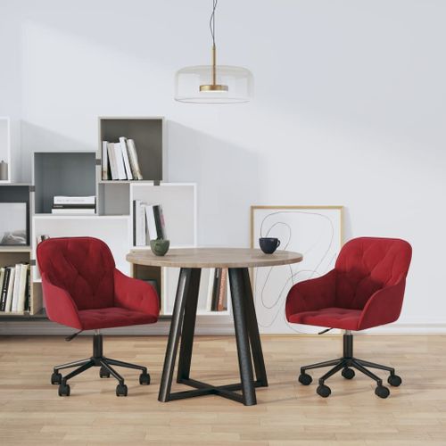 Vidaxl Chaises Pivotantes Salle À Manger 2 Pcs Rouge Bordeaux Velours