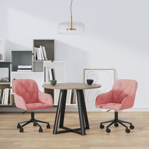 Vidaxl Chaises Pivotantes À Manger Lot De 2 Rose Velours