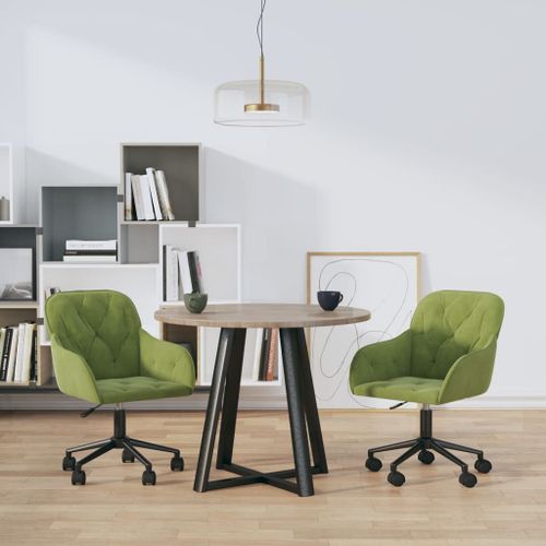 Vidaxl Chaises Pivotantes À Manger Lot De 2 Vert Clair Velours