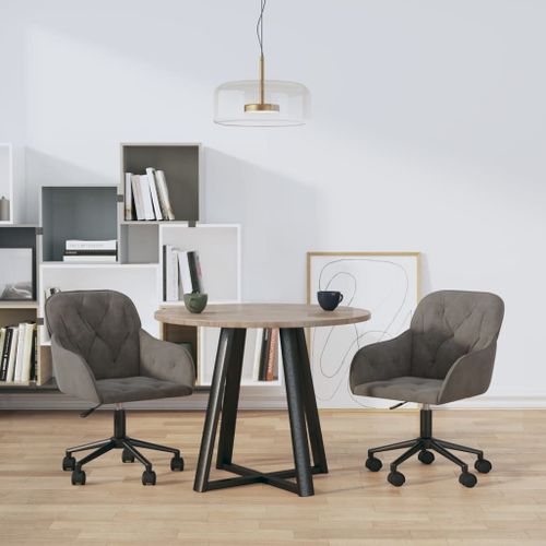 Vidaxl Chaises Pivotantes À Manger Lot De 2 Gris Foncé Velours