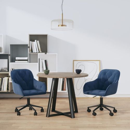 Vidaxl Chaises Pivotantes À Manger Lot De 2 Bleu Velours