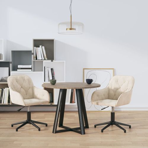 Vidaxl Chaises Pivotantes À Manger Lot De 2 Crème Velours