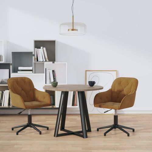 Vidaxl Chaises Pivotantes À Manger Lot De 2 Marron Velours