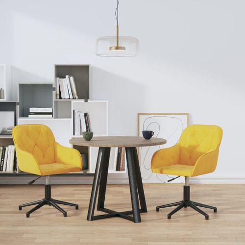 Vidaxl Chaises Pivotantes À Manger Lot De 2 Jaune Velours