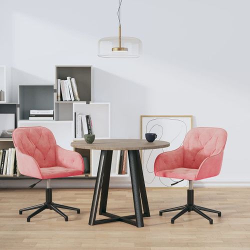 Vidaxl Chaises Pivotantes À Manger Lot De 2 Rose Velours