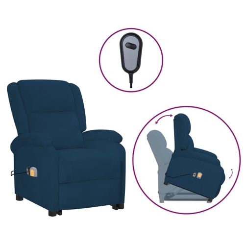 Vidaxl Fauteuil De Massage Inclinable Bleu Velours