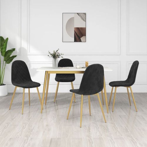 Vidaxl Chaises À Manger Lot De 4 Noir Velours