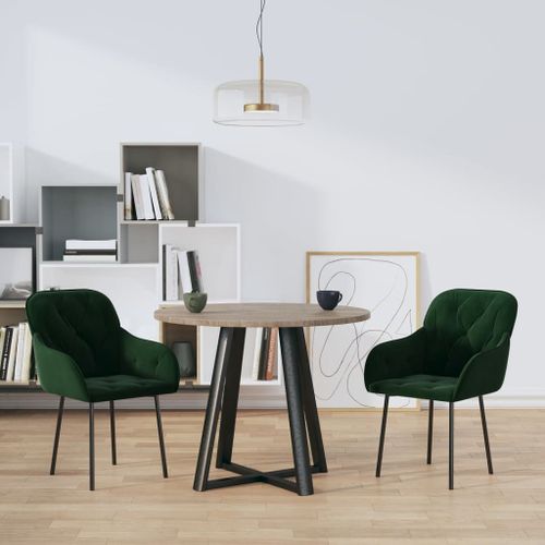 Vidaxl Chaises De Salle À Manger 2 Pcs Vert Foncé Velours