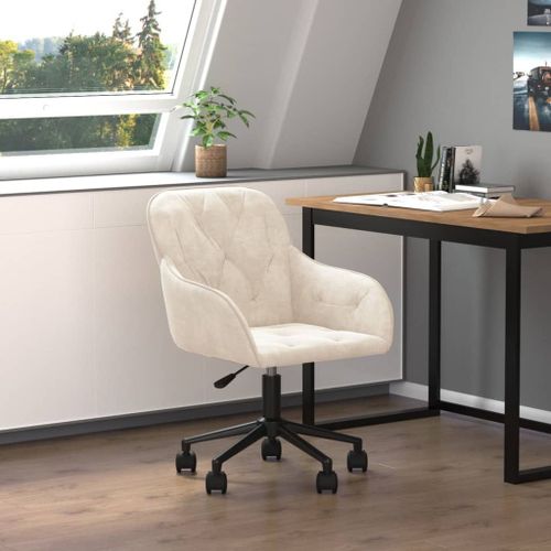 Vidaxl Chaise Pivotante De Bureau Crème Velours