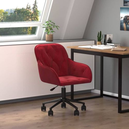 Vidaxl Chaise Pivotante De Bureau Rouge Bordeaux Velours